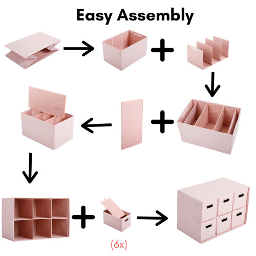 Inbox Zero Blush Linen Cube Organizer Shelf With 6 Storage Bins